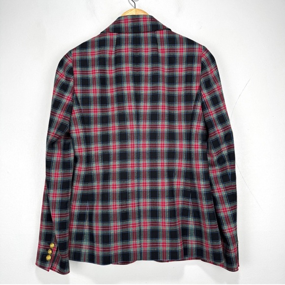 NWOT J.Crew Shrunken Blazer in Black Stewart Tartan Plaid Wool Jacket Sz 8 - Picture 2 of 8